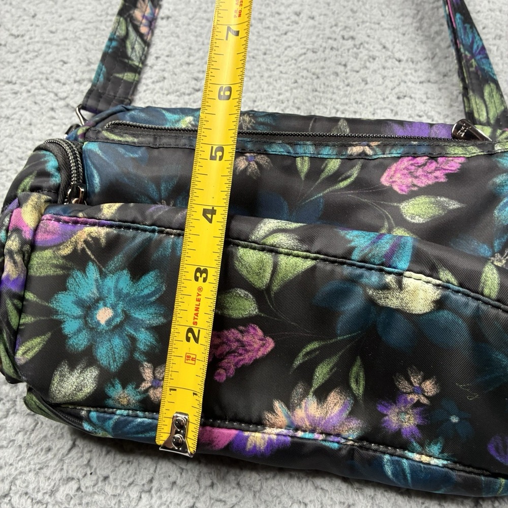 Lug Trolley Crossbody Purse Bag Black Floral Bloom Print Convertible - Picture 12 of 12